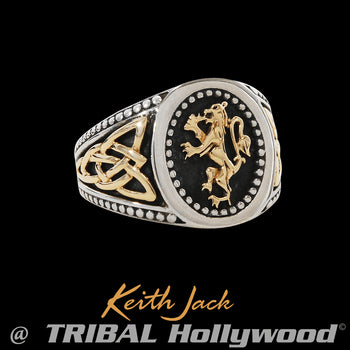 GOLD LION RAMPANT Sterling Silver and Gold Mens Ring by Keith Jack