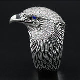 FREEDOM Blue Eyed American Bald Eagle Ring for Men in Silver by Ecks