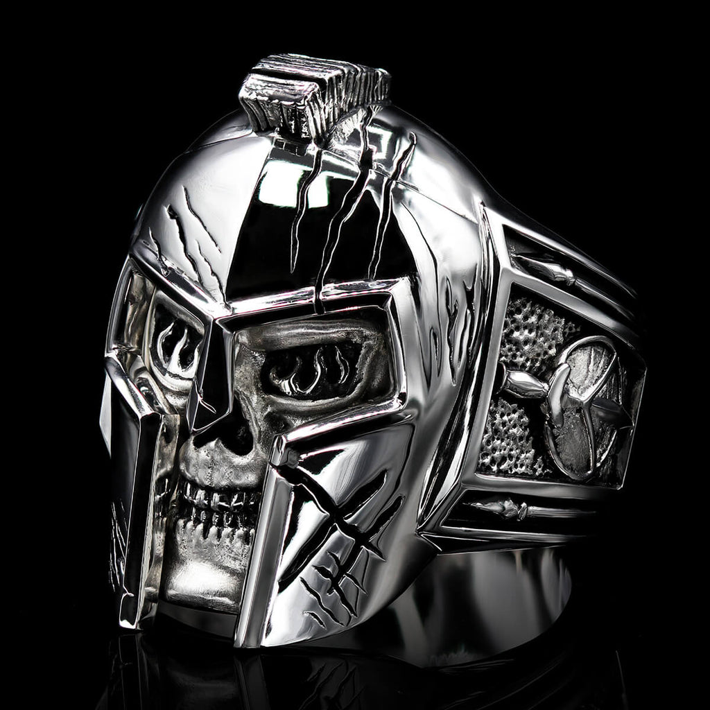 SPARTAN WARRIOR Skull Ring for Men in Sterling Silver by Ecks