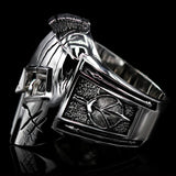 SPARTAN WARRIOR Skull Ring for Men in Sterling Silver by Ecks - Side View 2