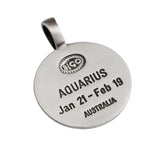 AQUARIUS Mens Color Zodiac Sign Pendant by Bico Australia - Back Side