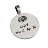 ARIES Mens Color Zodiac Sign Pendant by Bico Australia - Back Side