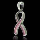Hope Ribbon Cancer Awareness Pink Necklace Pendant by Bico on Black