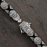 Konstantino Maltese Cross Shields Silver Mens Bracelet Close-up