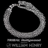 William Henry Sculpted Snake Sterling Silver Mens Bracelet