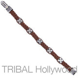 CLUB CROSS Brown Woven Cord Bracelet for Men by Bico Australia