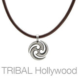 CHOCOLATE BROWN LEATHER NECKLACE Plain Thick Width with Pendant