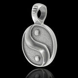Gray Yin and Yang Tao Symbol Mens Necklace Pendant by Bico Side View