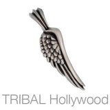 Glide Feathered Bird Wing Mens Necklace Pendant by Bico Front View