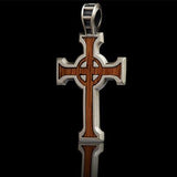 URBAN CELTIC CROSS PENDANT IN ROSEWOOD AND SILVER Side View