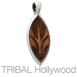 Bico Mayan Voyager Rosewood Tiki Mask Silver Necklace Pendant Front View
