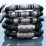 Hollis Bahringer Corium Black Leather and Steel Bracelet Collection