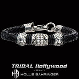 Hollis Bahringer Corium Tiki Mens Leather and Steel Bracelet