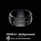 Hollis Bahringer Black Armor Mens Black Stainless Steel Ring