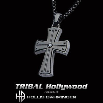 Hollis Bahringer Black Armor Cross Black Steel Necklace 