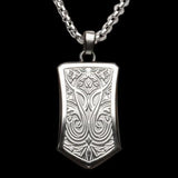 Hollis Bahringer Triumph Shield Steel Mens Necklace 1