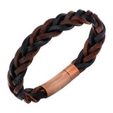 Mens Leatherccino Bracelet Black and Brown Braided Leather