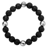 Lava Bead and Steel BLACK RIVER Bracelet for Men Top View