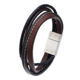 Quad Brown Black 4 Cord Multi-Style Leather Mens Bracelet Alt View