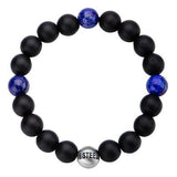 Blue Lapis and Onyx Beaded BLUE BAYOU Bracelet for Men Top View