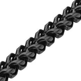 Italian Ice Black Four-Cornered Franco Chain Steel Bracelet Close-up