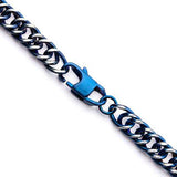Steely Blue Stainless Steel Modern Mens Curb Chain Necklace Close-up