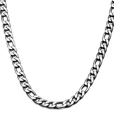 Dusk Natural and Black Steel Mens Figaro Link Chain