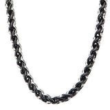 Internecto Black Bright Woven Steel Wheat Chain Necklace Alt View