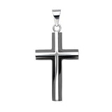 Black and Steel CLERGY CROSS 3D Mens Necklace Pendant Front View