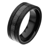 Black Heat Celtic Knot Carbon Fiber Black IP Steel Mens Ring Alt View