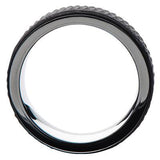 Ridged Carbon Graphite Modern Stainless Steel Mens Ring Top View