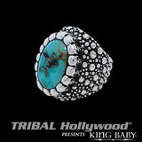 Spotted Turquoise Silver Mens Ring by King Baby 2