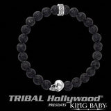 SKULL Bracelet for Men with Lava Beads by King Baby Top View