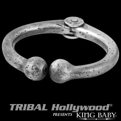 Bull Nose Ring Bracelet Silver Mens Cuff by King Baby