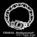 K42-5128 Bracelet for Men HANDCUFFS LARGE in Sterling Silver by King Baby Studio | Tribal Hollywood Alt View