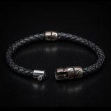 William Henry Mokume Gane Metal Leather Mens Bracelet 4