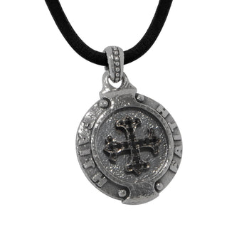 FAITH MEDALLION BLACK SAPPHIRE Cross Leather Necklace by Scott Kay
