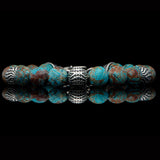 William Henry SEASIDE BLUE AGATE Bead Bracelet for Men with Sterling Silver - Front View
