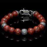 William Henry SEASIDE RED JASPER Bead Bracelet for Men with Sterling Silver