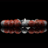 William Henry SEASIDE RED JASPER Bead Bracelet for Men with Sterling Silver - Front View
