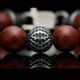 William Henry SEASIDE RED JASPER Bead Bracelet for Men with Sterling Silver - Close-up