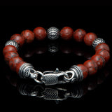 William Henry SEASIDE RED JASPER Bead Bracelet for Men with Sterling Silver - Back Side