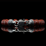 William Henry SEASIDE RED JASPER Bead Bracelet for Men with Sterling Silver - Clasp View