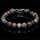 William Henry SEASIDE RED OBSIDIAN Bead Bracelet for Men with Sterling Silver