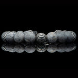 William Henry SEASIDE SILVER AGATE Bead Bracelet for Men with Sterling Silver - Front View