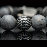 William Henry SEASIDE SILVER AGATE Bead Bracelet for Men with Sterling Silver - Close-up