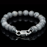 William Henry SEASIDE SILVER AGATE Bead Bracelet for Men with Sterling Silver - Back VIew
