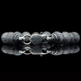 William Henry SEASIDE SILVER AGATE Bead Bracelet for Men with Sterling Silver - Clasp View