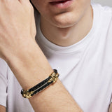 Model Wearing Konstantino BRONZE SERPENT CUFF Mens Bracelet in Sterling Silver