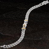 Konstantino FLEUR DE LYS SCROLLWORK Curb Link Silver Mens Bracelet - Full View